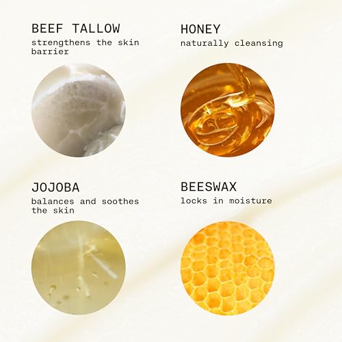 Jay Alvarrez Beef Tallow Moisturizer ? Cosmetic Grade Refined Grass-Fed & Finished Face Balm with Raw Honey, Jojoba Oil & Besswax ? Unscented for Sensitive & Dry Skin ? 2.5 oz