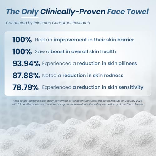 Clean Skin Club Clean Towels XL¢ç Supreme, 100% USDA Biobased Face Towel, Disposable Face Towelette, Eczema Association Accepted, Thicker Textured Dry Wipes, Ultra Absorbent & Soft, 1 Pack, 50 Ct