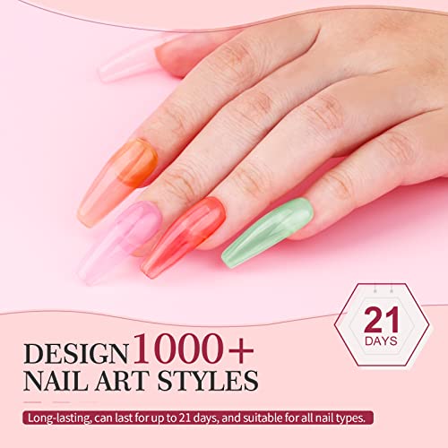 SAVILAND 30 Colors Jelly Gel Nail Polish Set with 12 Colors Glows in The Dark Gel Nail Polish Set