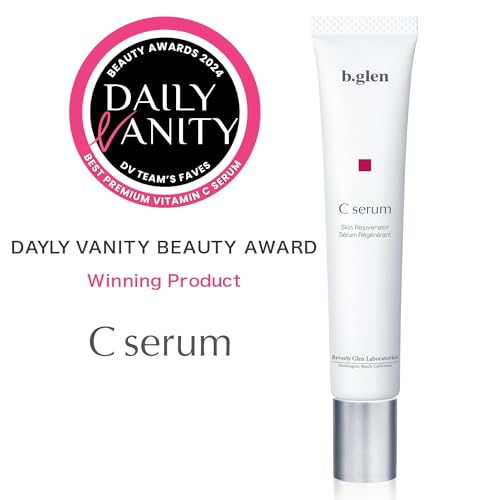 b.glen Pure Vitamin C serum for Face, Japanese Skincare with Ascorbic Acid, Smoother-Looking Pores, Brighter Skin, Anti-Wrinkles, Fade Acne scars, and Redness 0.51 fl oz