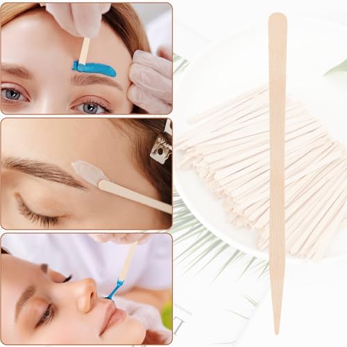 1200 Pack Wooden Waxing Sticks Wax Spatulas Sticks Small Wax Applicator Sticks Wood Craft Sticks Spatulas Applicator for Hair Eyebrow Nose Removal (Without Handle)