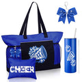 Patelai 4 Pcs Cheerleader Gifts Set Cheer Tote Bag 20 oz Tumbler Women Makeup Bag Keychain Stuff Accessories for Cheerleader