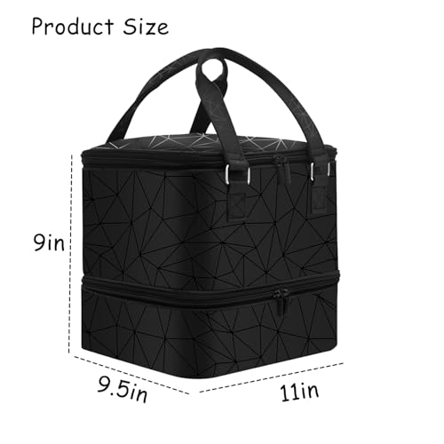 Nail Polish Organizer Case Hold 42 Bottles (15 ml) and Nail Lamp, Nail Organizers and Storage for Nail Supplies, Double Layer Nail Bag Organizer Case with Handle