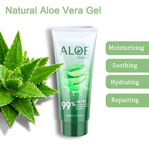 200x2 ML Aloe Vera Gel ? 99% Organic Pure Aloe Vera Hydrating Face & Body Moisturizer, Natural Aloe Cream for Dry Skin, Sunburn, Acne, Soothing & Moisturizing