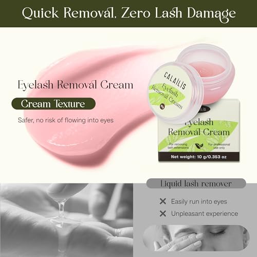 CALAILIS Lash Remover for Lash Extensions Low Irritation Eyelash Extension Remover for Sensitive Skin Quick Dissolves Lash Extension Remover Kit for Professional or Salon Use (10g, Rose)