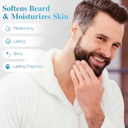 Beard Balm£¬2X Concentration Biotin Beard Balm for Men (2 oz) - Natural Mens Beard Oil with Castor Oil£¬Argan Oil, Jojoba Oil and Vitamin,Thickening for Beard£¬Beard Growth Softener