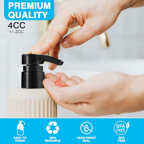 20-Pack Shampoo Pumps for Liter 33.8 oz Shampoo and Conditioner, Pump Dispenser Fits Most Salon Bottles with 1.1 inch Wide Opening, Black & White Replacement Pump for Soft Hair Products, Body Wash