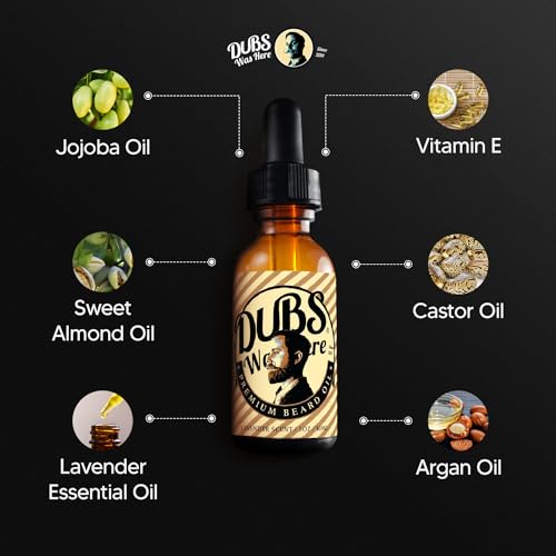 Beard Oil | Natural Moisture & Beard Softener | Relieve Beard Itch | Mens Hair Growth Oil | Natural Shine Beard Growth Oil Mustache Gifts for Men | Lavender Scent | 1 Ounce
