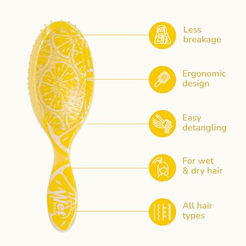Wet Brush Original Detangler, Lemon (Tutti Fruitti), Ultra-Soft IntelliFlex Bristles Glide Through Tangles, Detangling Hair Brush, All Hair Types (Wet & Dry), Women & Men, Limited Edition