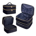 Nail Polish Organizer Bag Double Layer Capacity Portable Travel Storage Case Holds 30 Bottles (15 ml/0.51 floz) Nail Supplies Holder Bag Designed for Nail Tools Black
