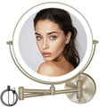 8.5" Wall Mounted Makeup Mirror with Light, 2000mAh Rechargeable Double Sided 1X / 10X Magnifying Vanity Mirror, 3 Color Lights Touch Dimmable 360¡Æ Rotation Bathroom Mirror, Nickel