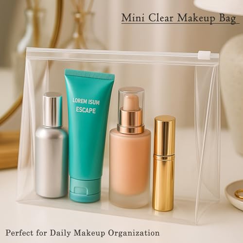 Circloophs Clear Makeup Bag, 80 Pack Large Cosmetic Bags with Zipper TSA Approved Travel Bags Bulk for Toiletries Plastic EVA Water-resistant Transparent Reusable Pouches for Bathing Suit Bikini, 11"