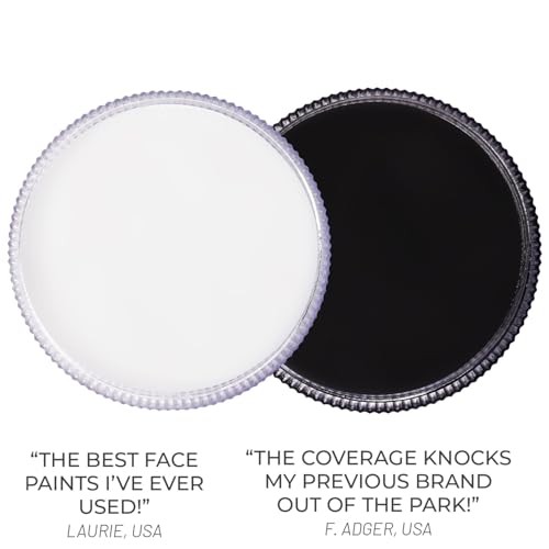 Blue Squid Face Paint Water Based Single Cake Professional Face & Body Paint - Water Activated, Kids Adults Face Painting for Costume, Halloween Makeup, Cosplay - Classic Black & White Face Paint 30g