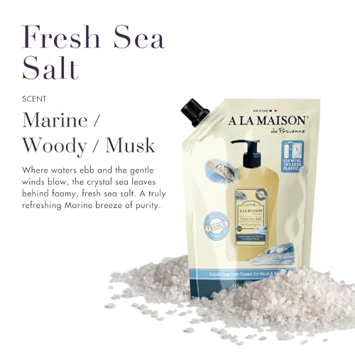 A LA MAISON Liquid Hand Soap (33.8 Refill Pouch, 3 Pack, Fresh Sea Salt)