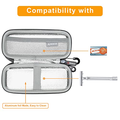 RLSOCO Hard Case for Merkur Futur 23C/33C/34C/37C/38C Razor & works with Schick Razor | Shockproof, Dustproof, Water-Resistant Storage Pouch, With Sturdy Metal Hook (Case Only)
