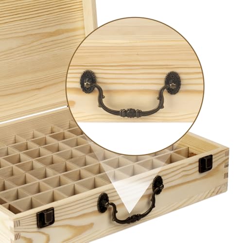 Essential Oil 80 Slots Storage Box Wooden Essential Oils Display Organizer Stand Holder for 15 ml Bottles Nail Polish Collection.