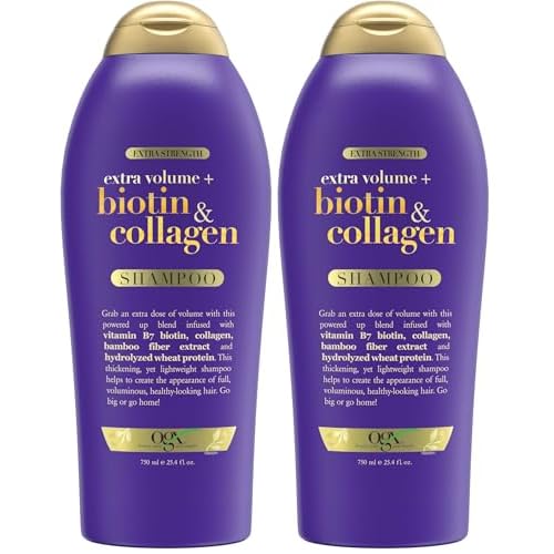 OGX Biotin & Collagen Extra Strength Volumizing Shampoo for Thicker,Fuller Hair,25.4 fl oz,(Pack of 2)
