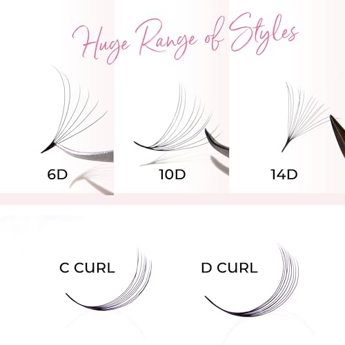 One V Salon Pro 8D Camellia Promade Loose Fans, 500 Premade Layered Volume Lash Fans | C Curl | 0.07 mm | 11-13-15 mm Mixed in Each Fan | Thin Base, Hand-Crafted Eyelash Extensions (8D-C-Curl)