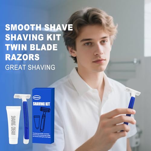 Shave Kit in Bulk Twin Blade Razors with Protective Cap,Disposable Razors in Bulk Shaving Cream for Hotel, Airbnb, Homeless, Shelter, Camping and Travel (120)