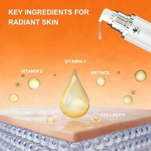 Super Vitamin C + Retinol Serum for Mature Skin with Peptides, Vitamin E, Hyaluronic Acid & Bakuchiol, Anti-Aging Face Treatment to Reduce Fine Lines, Wrinkles & Dark Spots, Hydrating1 Fl Oz