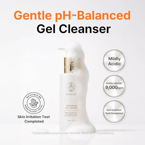 Modelo Microbiome Gel Cleanser, Mild Acidic & Gentle Hydrating Facial Cleanser with Microbiome Extracts, Korean Skincare, 5.07 fl.oz.