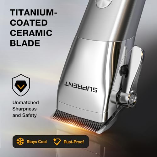 SUPRENT Low Noise Hair Clippers for Men Easy-Clean Waterproof Clippers, Cordless Clippers & Trimmers Set for Family Grooming