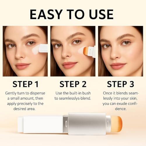 Blanc Cover Cream Stick ? Korean Color Changing Foundation Stick with Volufiline & Collagen ? Concealer Foundation Sticks for Dewy Skin? Makeup Foundations Sticks with Detachable Brushes (Natural)