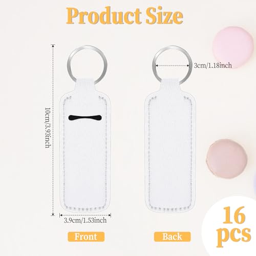 16PCS Sublimation Chapsticks Holder Blanks Keychain Chapsticks Holder Neoprene Lipstick Holder Keychain Lip Balm Holder Travel Key Ring Holder for Purse, Backpack Women DIY Ornament Crafts Supplies