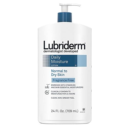 Lubriderm Daily Moisture Lotion Fragrance-Free 24 Ounce Normal to Dry (709ml) (3 Pack)