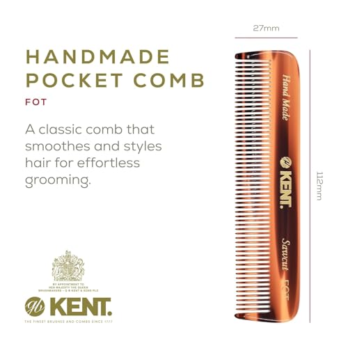 Kent Set of 3, 81T Small Beard and Mustache Comb, Fot All Fine Pocket Comb and PF22 Hair Brush and Beard Bruh, Best Beard and Mustache Grooming Kit for Travel and Home Beard Care, Made in England