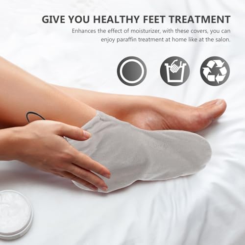 HEALLILY Paraffin Wax Bath Cotton Booties Moisturizing Work Foot Covers Feet Treatment Kit Grey Paraffin Wax Warmer Insulated Foot Wraps for Women Warm Therapy