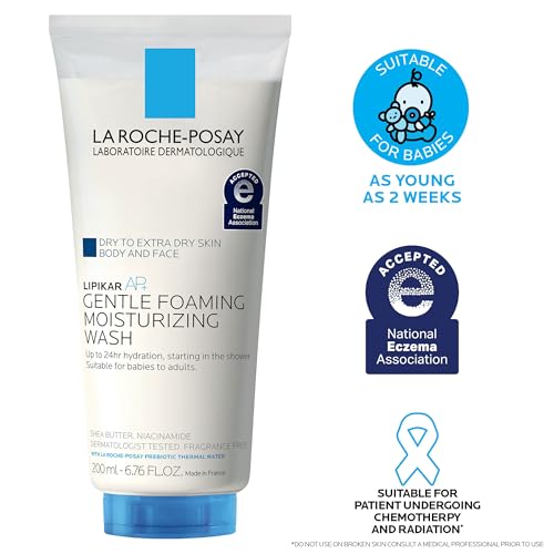 La Roche-Posay Lipikar AP+ Gentle Foaming Moisturizing Wash, Shea Butter + Niacinamide + Glycerin, Moisturizing Body Wash For Dry Skin, National Eczema Association Accepted, Dermatologist Tested?