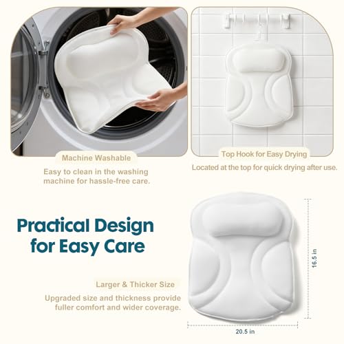 Bath Pillows for Tub, Upgraded 2025 Bathtub Pillow for Head, Neck & Back, Extra Thick Double-Ring Support, Quick-Dry Fabric, Non-Slip Spa Cushion, Ideal Gift