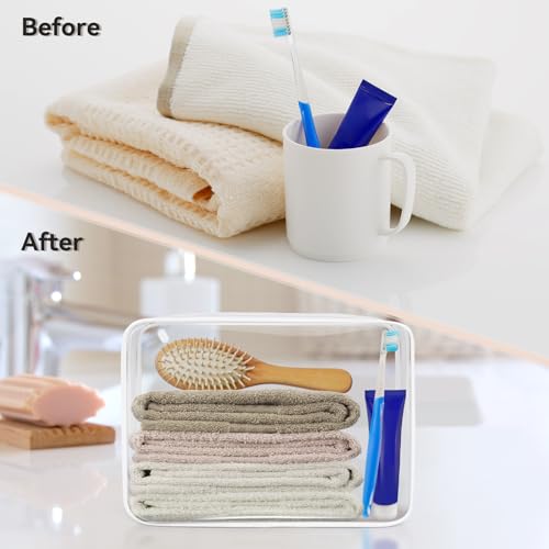 TISRATOK 16 PCS Clear Makeup Bag, Travel Essentials Toiletry Bag, Transparent PVC Cosmetic Organizer Toy Storage Pouch for Women Men - WHITE,Large