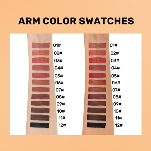 MAEPEOR Matte Lip Crayons 12 Colors Smoothly Creamy Nude Velvet Lipliner Pen With Lip Brush for Daily Wear (Color 06)
