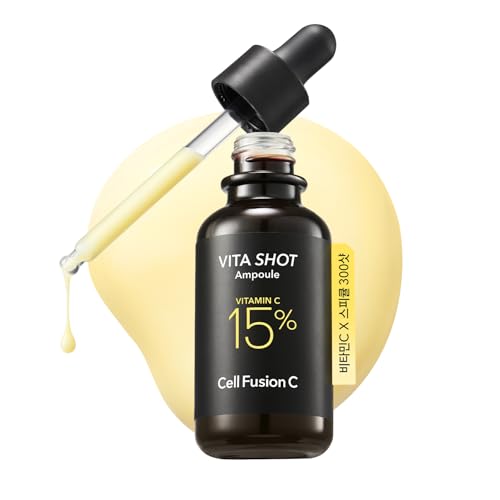 Cell Fusion C Toning C Vita Shot Ampoule, Brightening Vitamin C Serum for Face with Spicules, Zero Dark Spots & Glow Serum for Sensitive Skin, 20g / 0.7 oz.