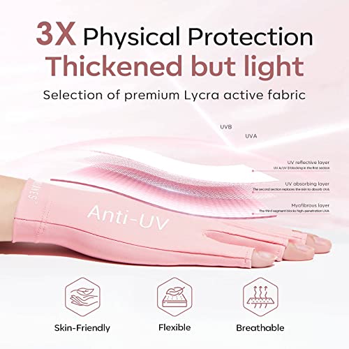 modelones Pink UV Gloves and GooseNeck UV LED Nail Lamp