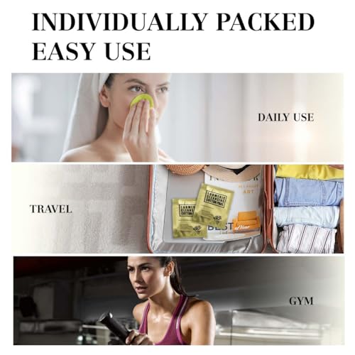 Kojic Acid Cleansing Turmeric Pads: Individually Wrapped Makeup Remover Face Pads, Travel Essentials for Women 30Packs(60Pads)