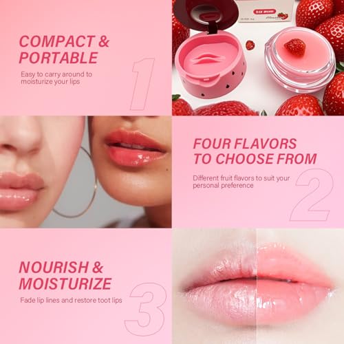 8 Packs Fruit Lip Balm, Moisturizing & Smoothing Lip with Honey & Vitamin E, Hydrate Repair Prevent Dry Cracked Lip Sleeping Lip Mask, Effective Reduces Lip Lines Lip Care