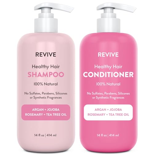 Healthy Hair Shampoo & Conditioner Set by REVIVEEO ? Strengthening, Hydrating, Scalp-Nourishing, Biotin, Argan Oil