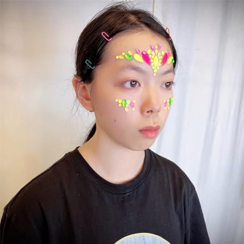 Topz Neon Face Jewels Face Gems Sticker Christmas Makeup Face Tattoos Rainbow Crystal Eye Gems Sticker Body Glitter Fluorescent Rhinestone sticker Body Gems Temporary Tattoo