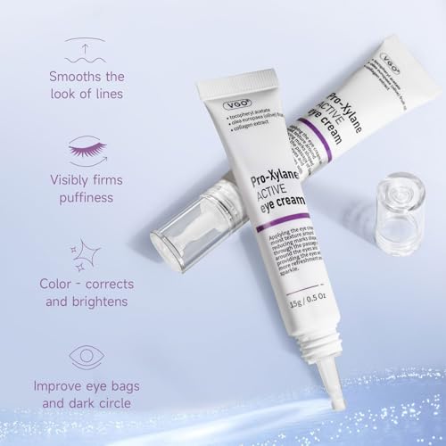 VGO Eye Cream 2% Pro-Xylane Eye Repair Cream for Dark Circles & Puffiness Under Eyes, Pro Xylane + 6D Hyaluronic Acid to Firm Skin, Reduce Wrinkles, Fine Lines, 15g/0.5 Oz