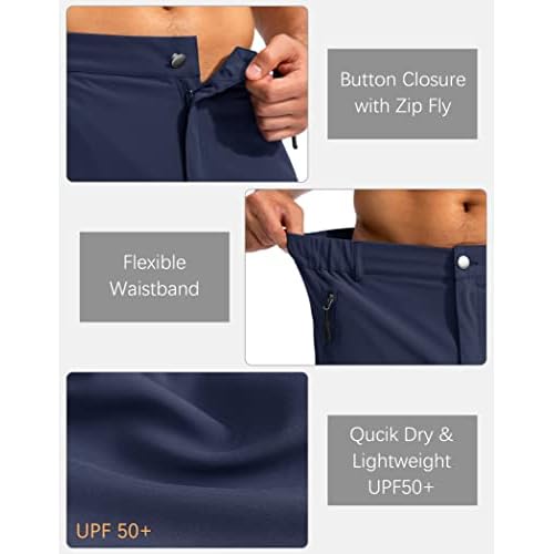 Pudolla Men's Hiking Cargo Shorts 9"/7"/11" Lightweight Outdoor Shorts for Men Trip Golf Camping Casual with 5 Zipper Pockets