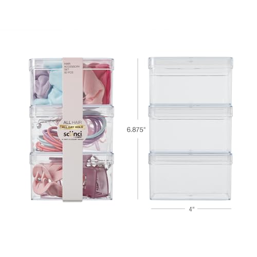 Scunci by Conair 82 piece hair accessory kit - hair accessories for women - claw clips - includes stackable storage