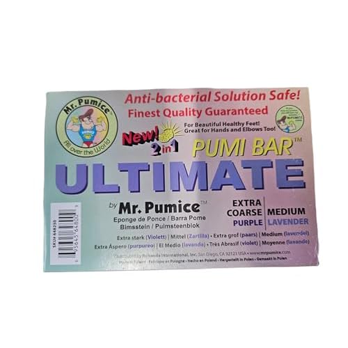 Mr. Pumice Ultimate PUMI Bar: 2-in-1 Dual-Grit (Medium + Coarse) Callus Remover, Pedicure Stone & Ped File Scrubber for Smooth Feet and Heels, (12-Count Display Box)