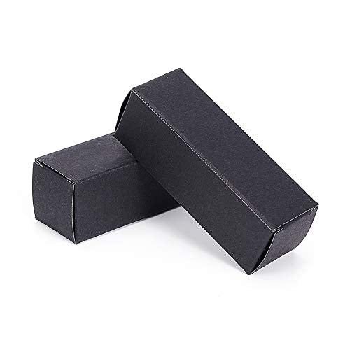 BENECREAT 50 Pack 3.4x1x1 inch Black Kraft Paper Lipstick Box Lip Balm Kraft Box for Birthday Festival, Wedding Valentine's Day, Festival Gift Packaging