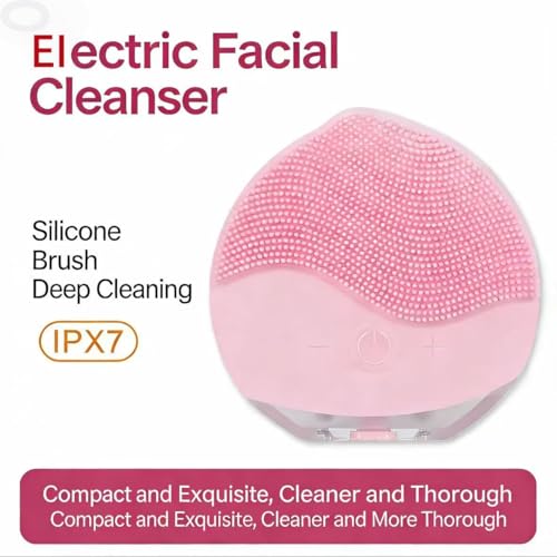 Facial Cleansing Brush | Anti Aging Face Massager | Enhances Absorption of Facial Skin Care Products | for Clean & Healthy Face Care | Simple & Easy | Waterproof (Pink)