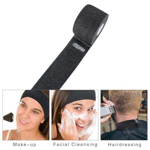5 Rolls Barber Neck Strips (500 Count Total) - Disposable Stretchable Paper Neckbands for Haircuts | Barber Salon Supplies & Accessories (Black,5 Rolls)