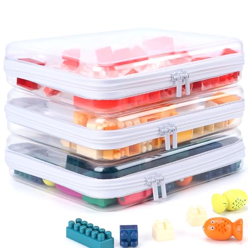 3 Pack Clear Hard Shell Zipper Case, Clear Zipper Pouches Waterproof Makeup Organizer & Travel Toiletry Bag, Diaper Bag Organizing Pouches, Plastic Pouch for Office Home Storage, Large Size