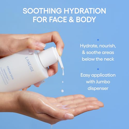 LANEIGE Cream Skin Toner & Moisturizer: Lightweight Refillable Korean Milky Toner with Ceramide & Peptide for Hydration, Firming, & Barrier Support